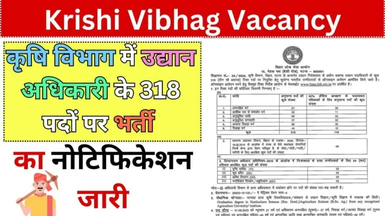 Krishi Vibhag Vacancy 2024: उद्यान अधिकारी के 318 पदों पर भर्ती