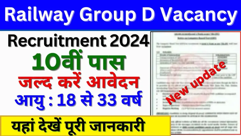 Railway Group D Vacancy 2024: रेलवे 10वीं पास के निकली नई भर्ती